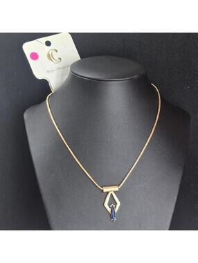 Charming Charlie Gold Tone Chain Necklace with Iridescent Marquise Stone NWT